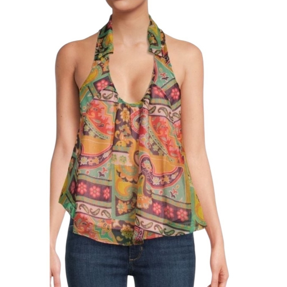 Free People Strawberry Tank Retro Combo Bohemian Halter Flowy Lightweight XS - Picture 9 of 9